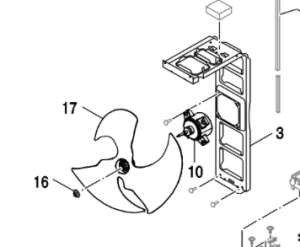 009C. Écrou de fixation pour pale de ventilateur sur partie extérieure de Bosch Compress et NI PHR-N