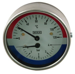 Hydrothermomètre 0-4 bar, 20-120°C